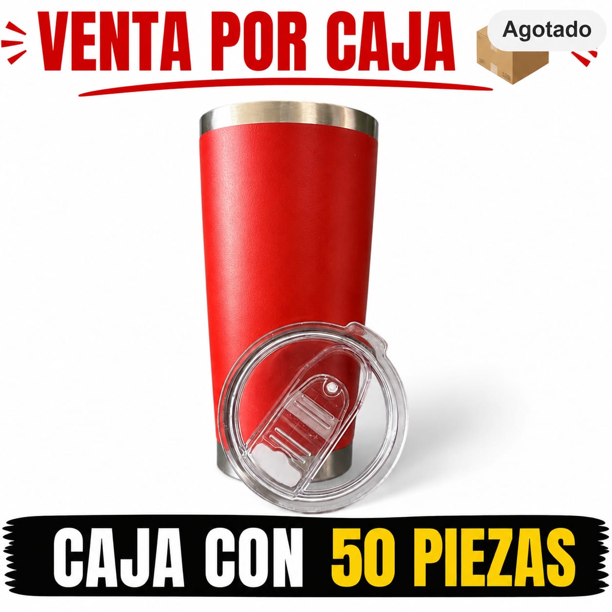 TERMO 20 OZ AZUL ROJO / CAJA CON 50PZ