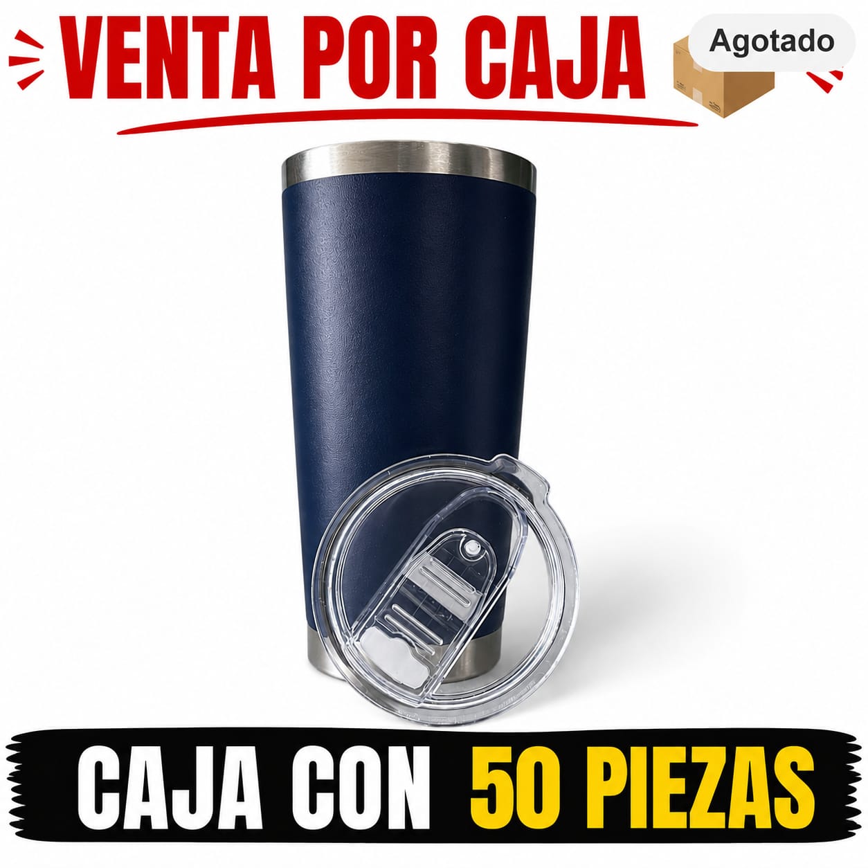 TERMO 20 OZ AZUL MARINO / CAJA CON 50PIEZAS