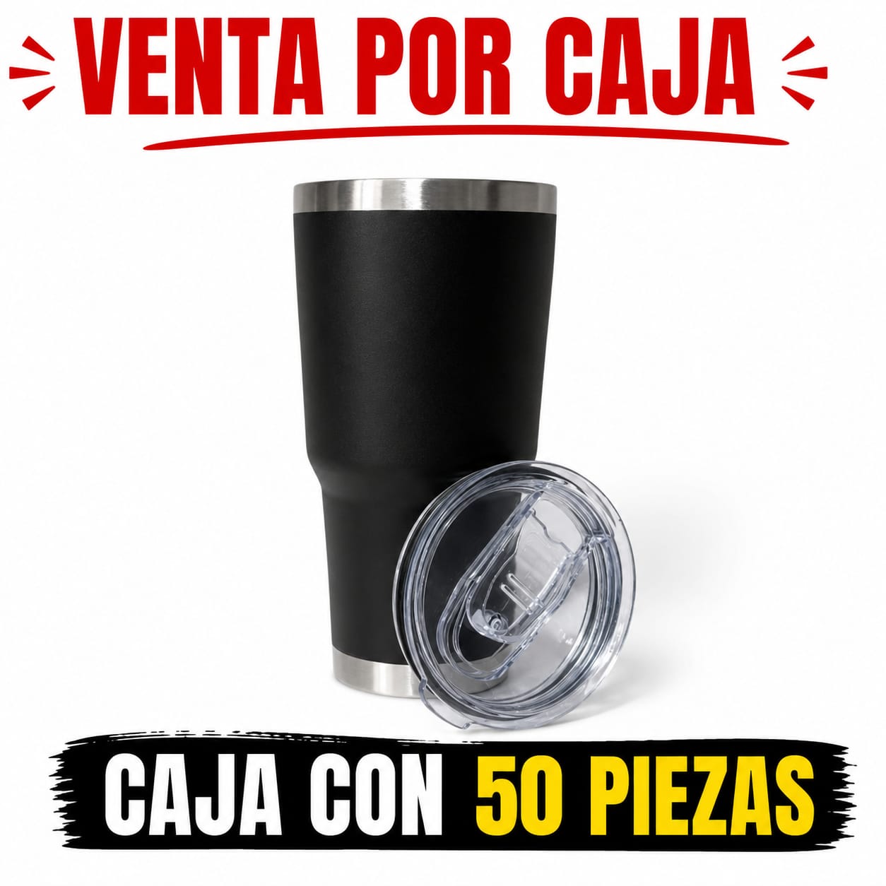 TERMO 30 OZ NEGRO / CAJA CON 50 PIEZAS