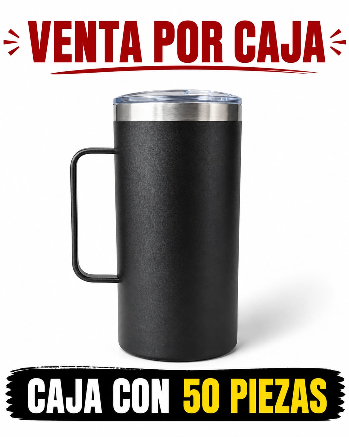 TERMO TARRO 20 OZ NEGRO / CAJA CON 50 PIEZAS