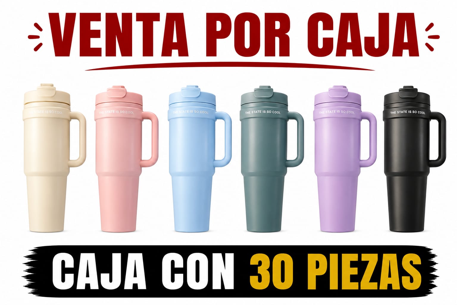 TERMO 30 OZ CON AZA / CAJA CON 30 PIEZAS