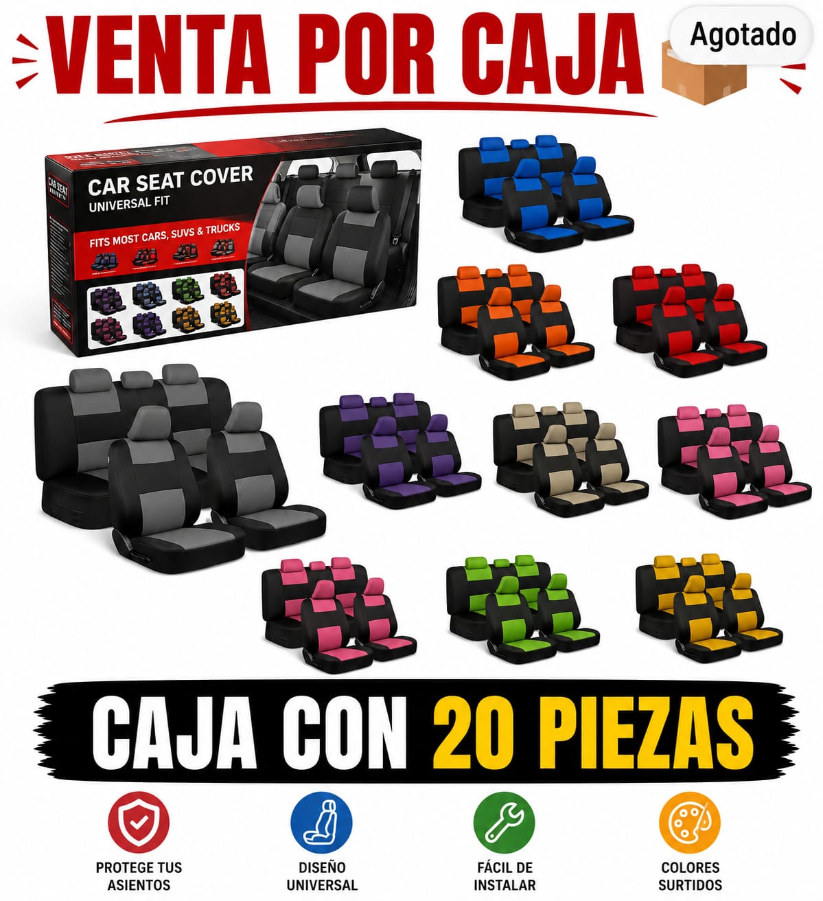 CUBRE ASIENTOS / CAJA CON 20 PIEZAS