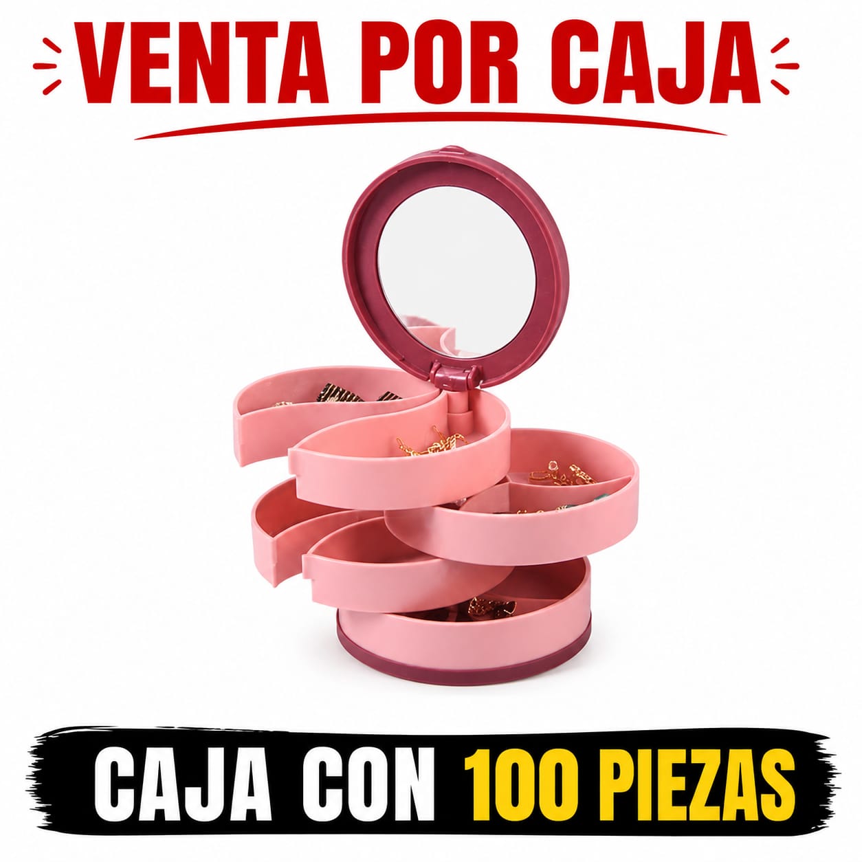 JOYERO CIRCULAR / CAJA CON 100 PIEZAS
