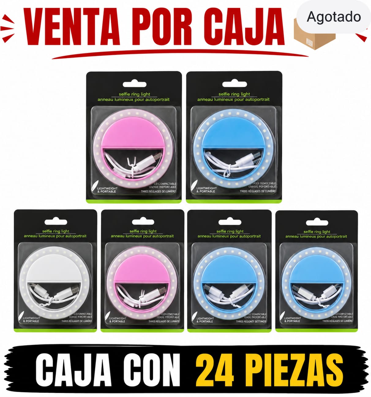 ARO LUZ LED PARA CELULAR / CAJA CON 24 PIEZAS