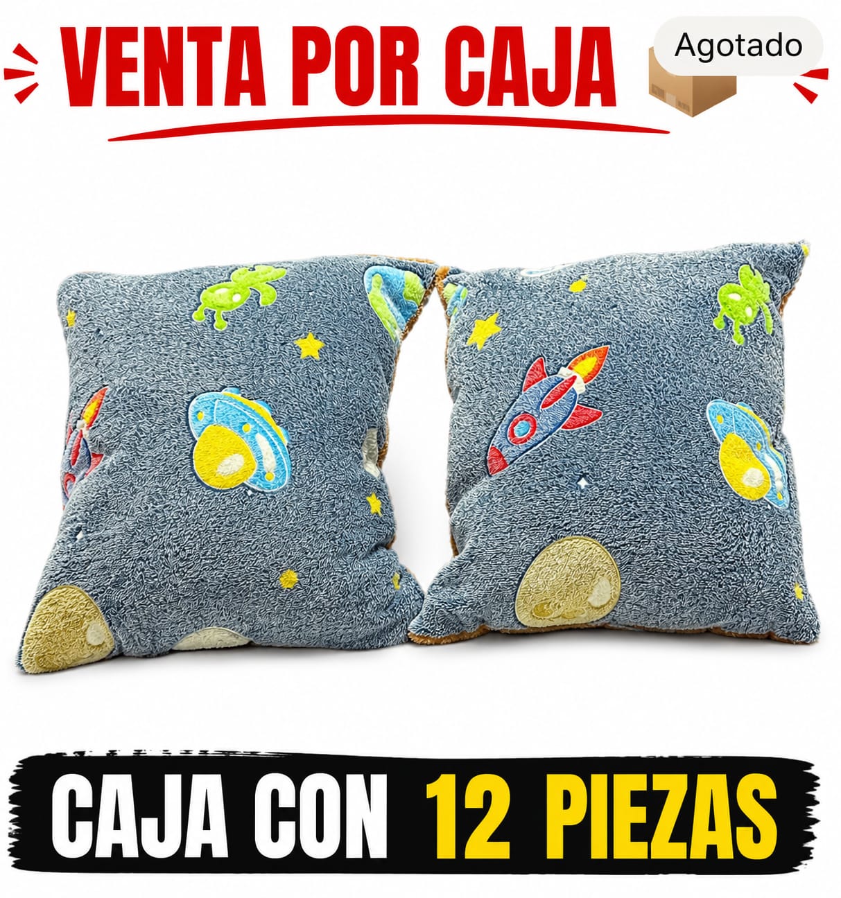 DUO ALMOHADA CON DISEÑOS / CAJA CON 12 PIEZAS