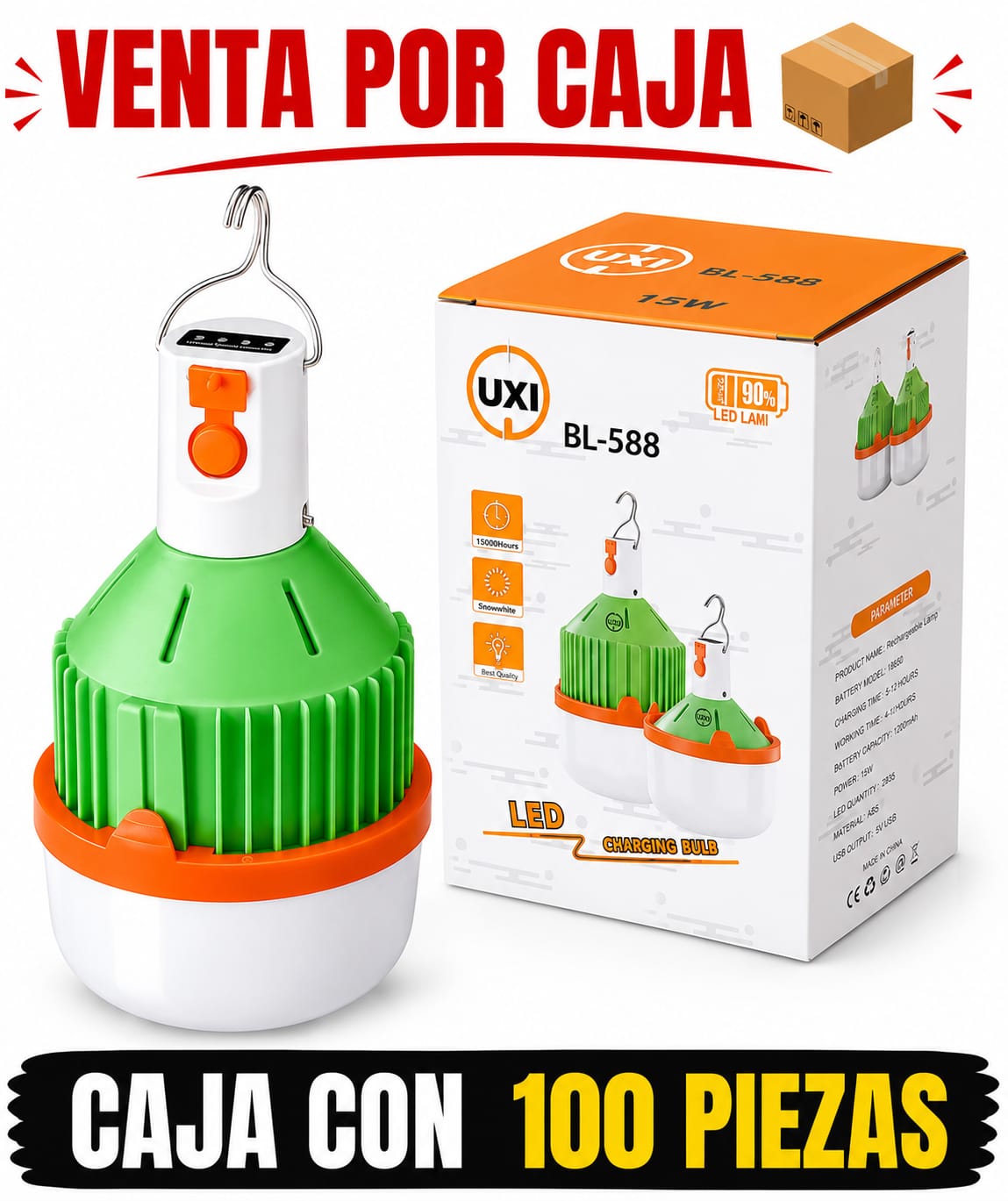 FOCO RECARGABLE 30W  / CAJA CON 100 PIEZAS