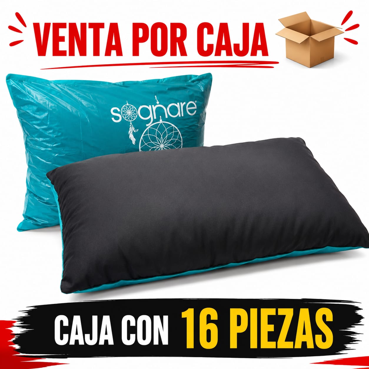 ALMOHADA SOGNARE NEGRA / BULTO CON 16 PIEZAS