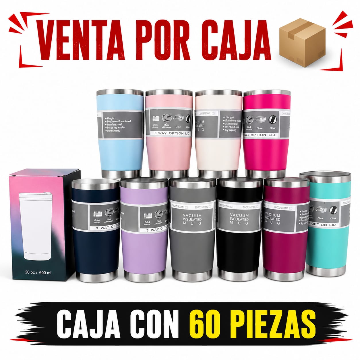 TERMO 20OZ QH / CAJA CON 60 PIEZAS